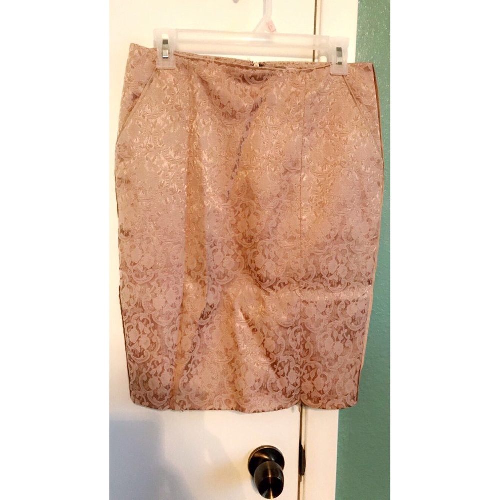 Velvet Pink Pencil Skirt with Pockets